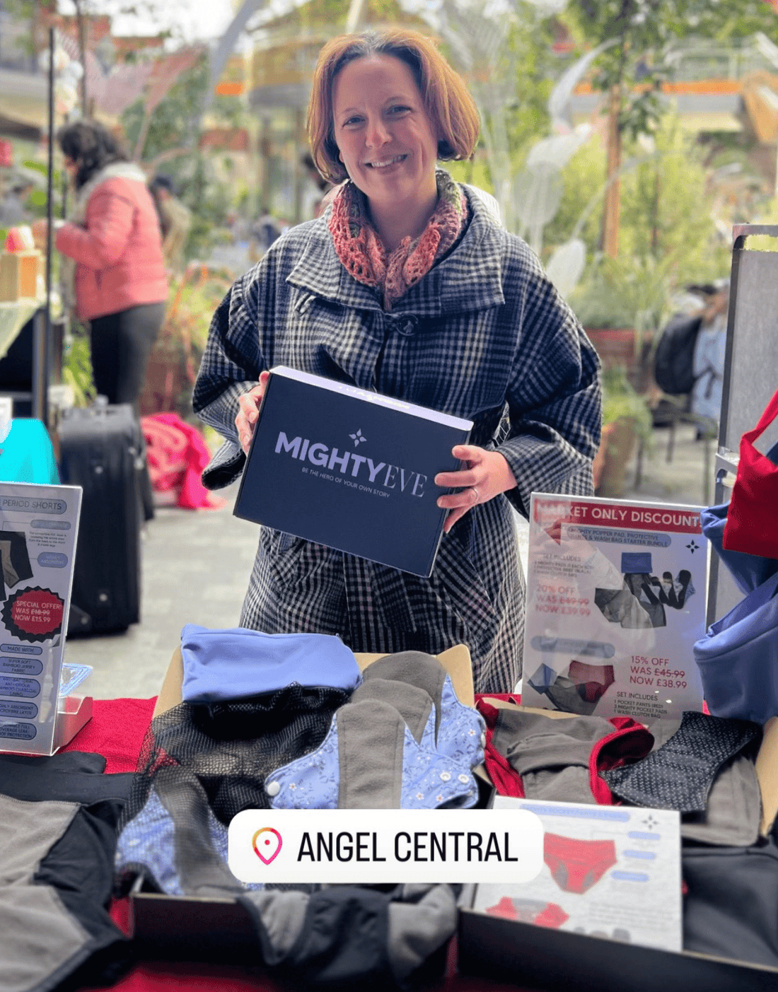 Mighty Eve at Angel Central Shopping Centre - with our New Mighty Protection Period Shorts - MightyEve