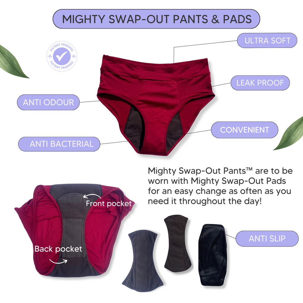 Swap-out Period Pants with 3 Pads and Free Clutch Wash Bag