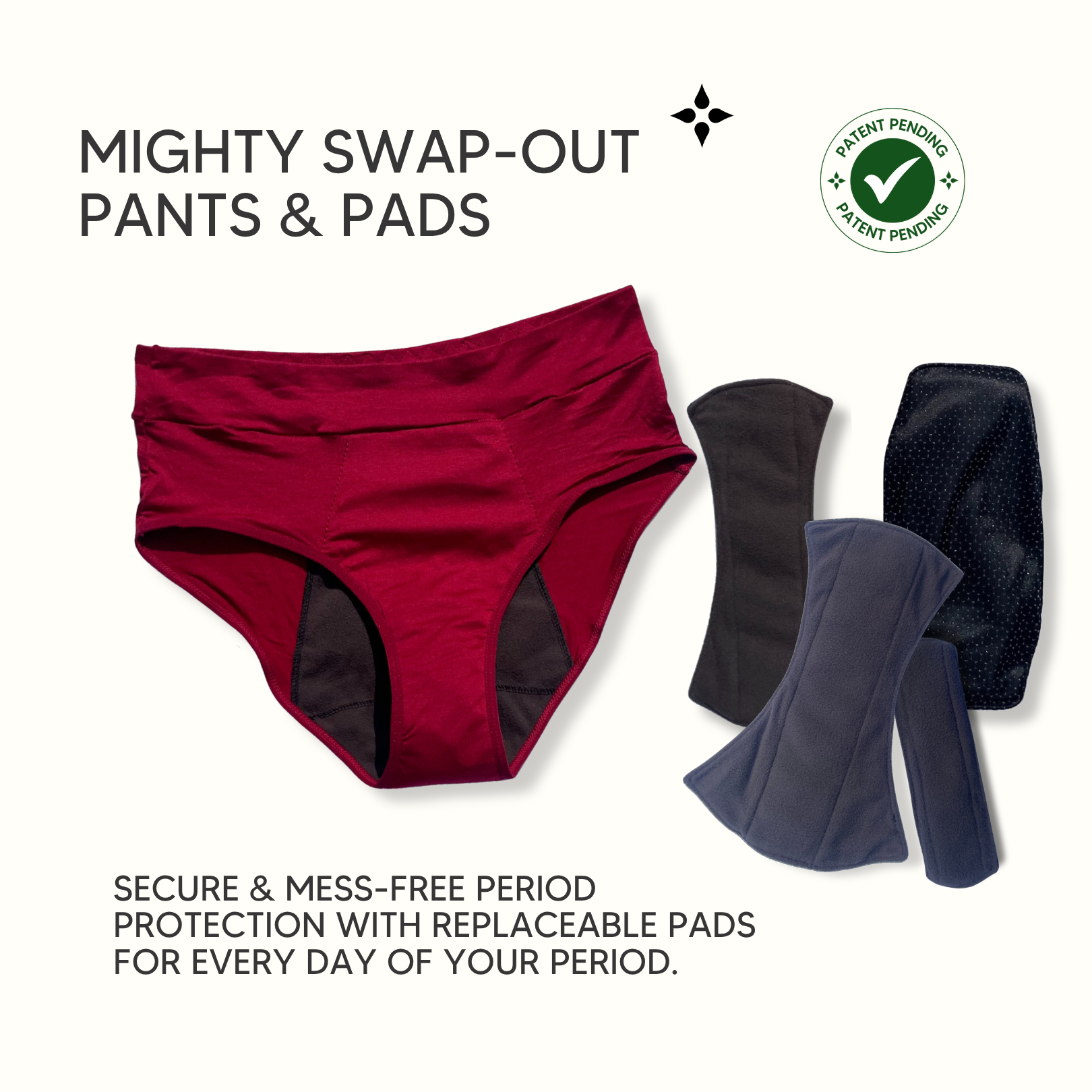 Swap-out Period Pants with 3 Pads and Free Clutch Wash Bag