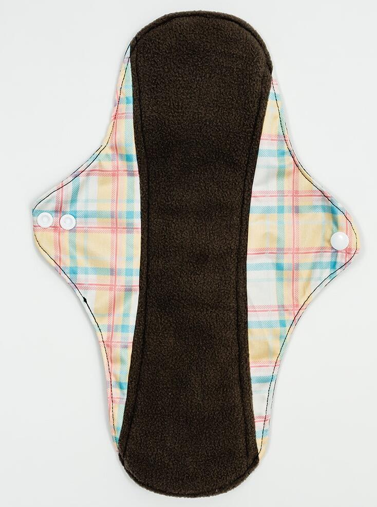 Mighty Heavy Night Popper Pad - MightyEve Menstrual pad with plaid pattern on a white background