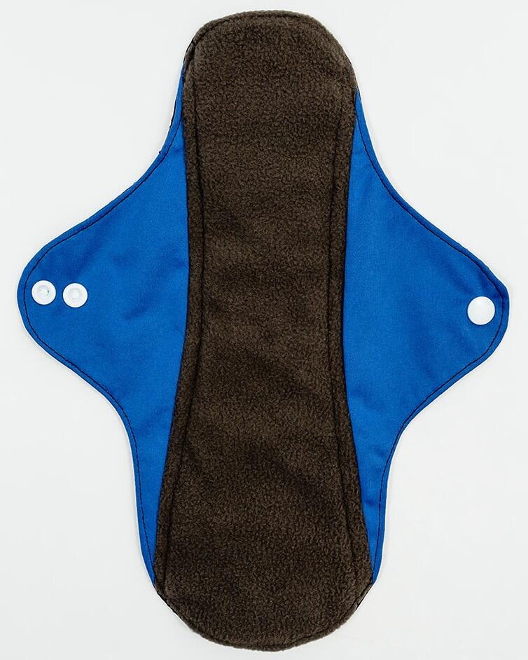 Mighty Heavy Active Popper Pad - MightyEve Clothing large period popper pad with blue exterior and bamboo charcoal fabric interior on a white background