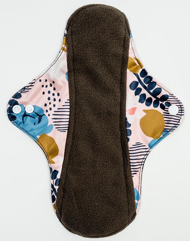 Mighty Heavy Active Popper Pad - MightyEve Floral - patterned pink period popper pad with a bamboo charcoal lining on a white background