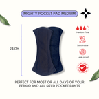 Mighty Pocket Pad Set of 3 - Medium - MightyEve Mighty Pocket Pad Medium with features and measurements on a white background