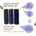 Mighty Pocket Pad Set of 3 - Small - MightyEve Set of three Mighty Pocket Pads Small with promotional text on a white background