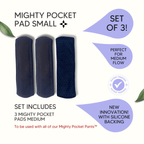 Mighty Pocket Pad Set of 3 - Small - MightyEve Set of three Mighty Pocket Pads Small with promotional text on a white background