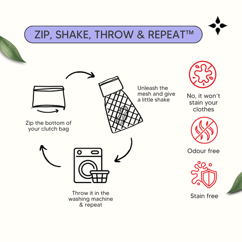 Mighty Heavy Night Popper Pad - MightyEve Instructions for using a reusable period product with icons and text on a white background