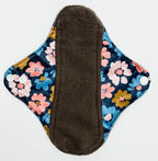 Mighty Light Popper Pad - MightyEve Floral - patterned bamboo period pad small with poppers on a white background