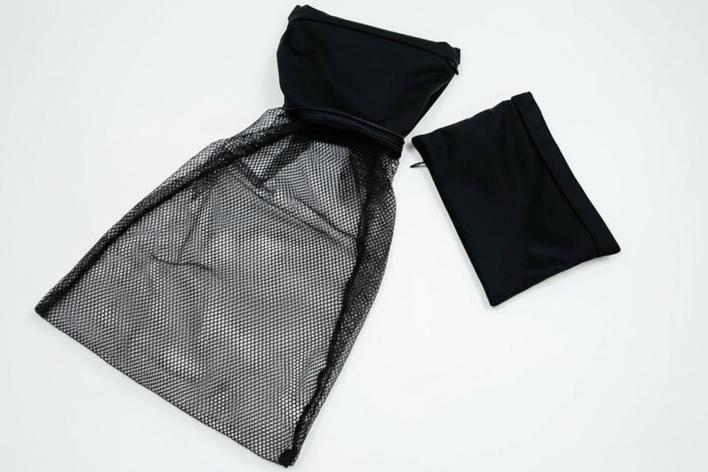 Mighty Pocket Period Pants and Pads with Wash Clutch Bag - MightyEve PPPXXS04 Black mesh wash clutch bag on a white background